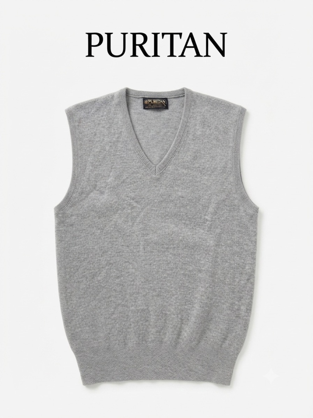 Vintage Puritan Men's Grey V-Neck Sweater Vest Size L 0198